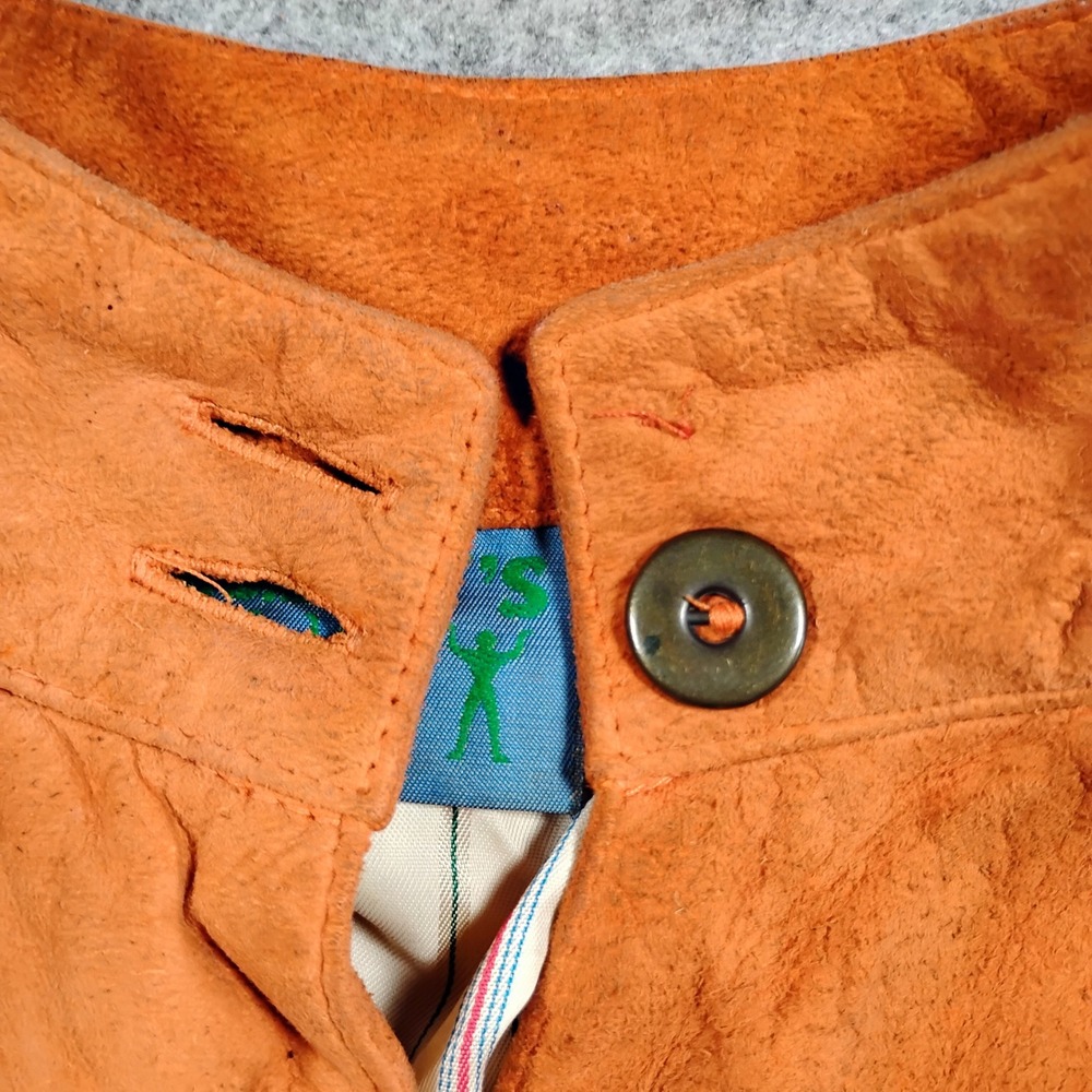 T.J. BOY'S Vintage Suede Leather Corset Lace Up Jacket Burnt Orange Small USA - Picture 7 of 10